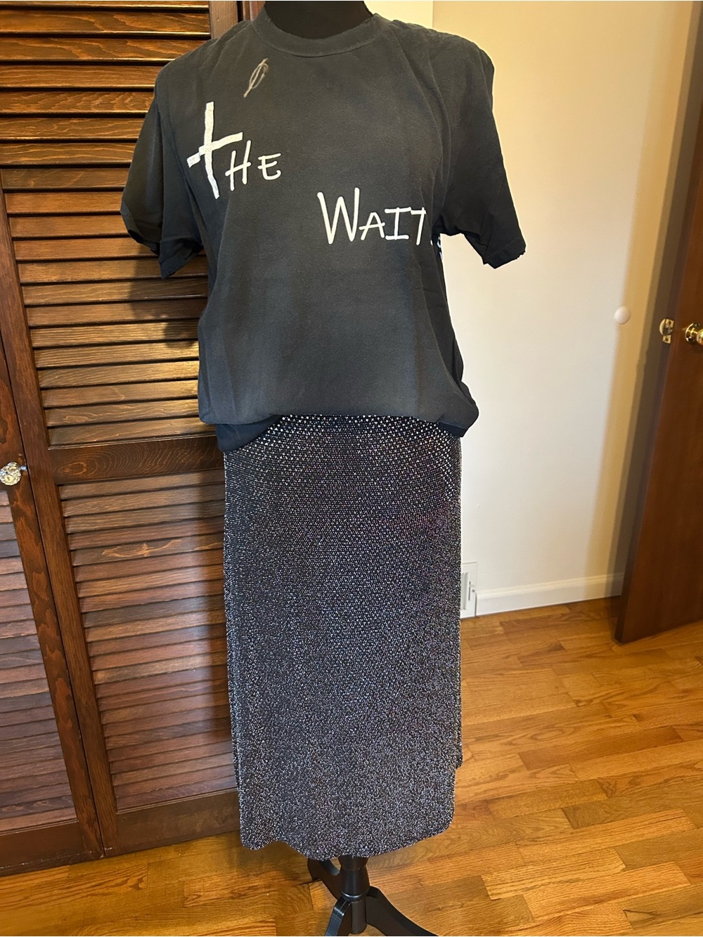 Urban Outfitters Regina Sparkly Metallic Midi Slip Skirt